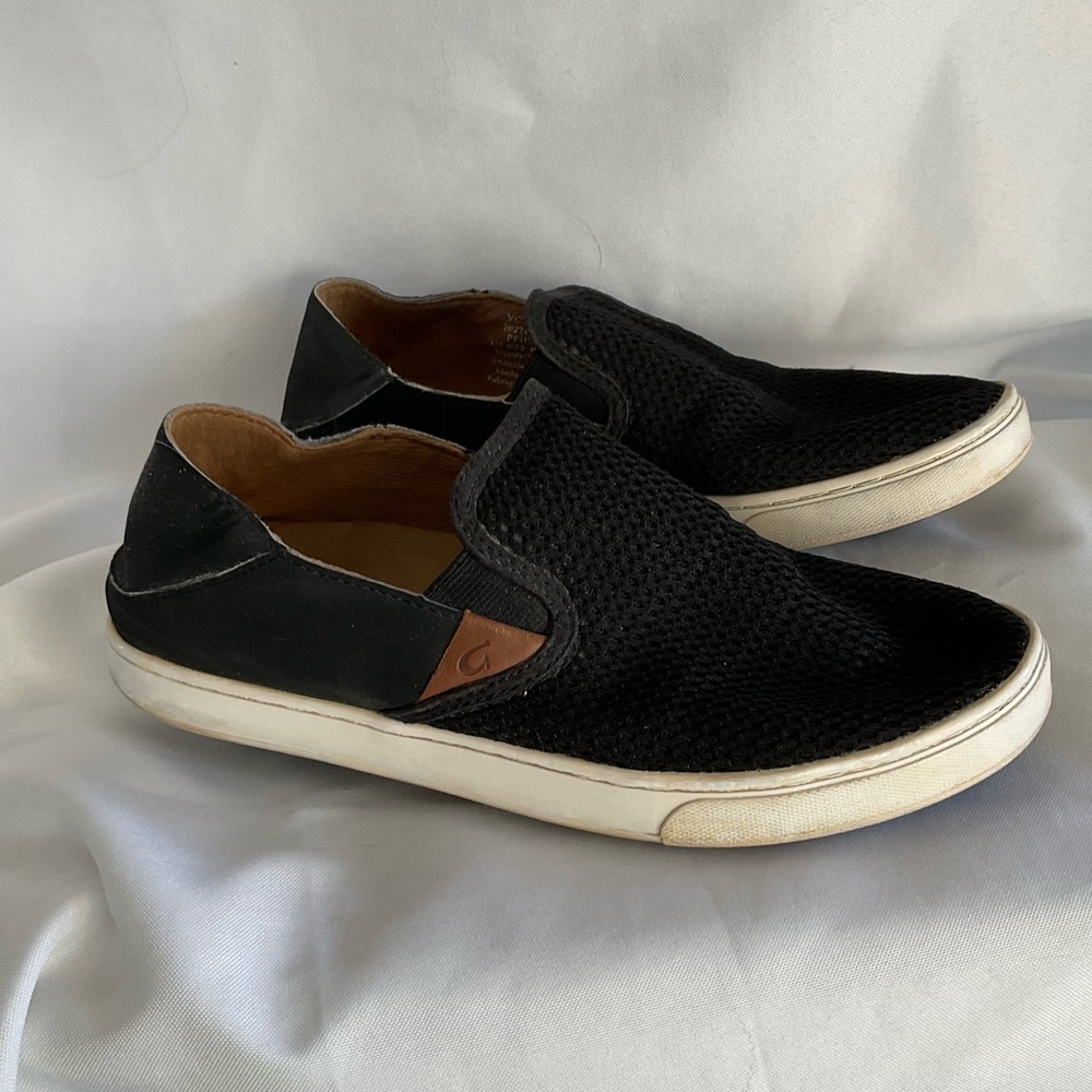 OLUKAI Womens PEHUEA black Slip-On Drop-In Heel Mesh Breathable Size 7.5